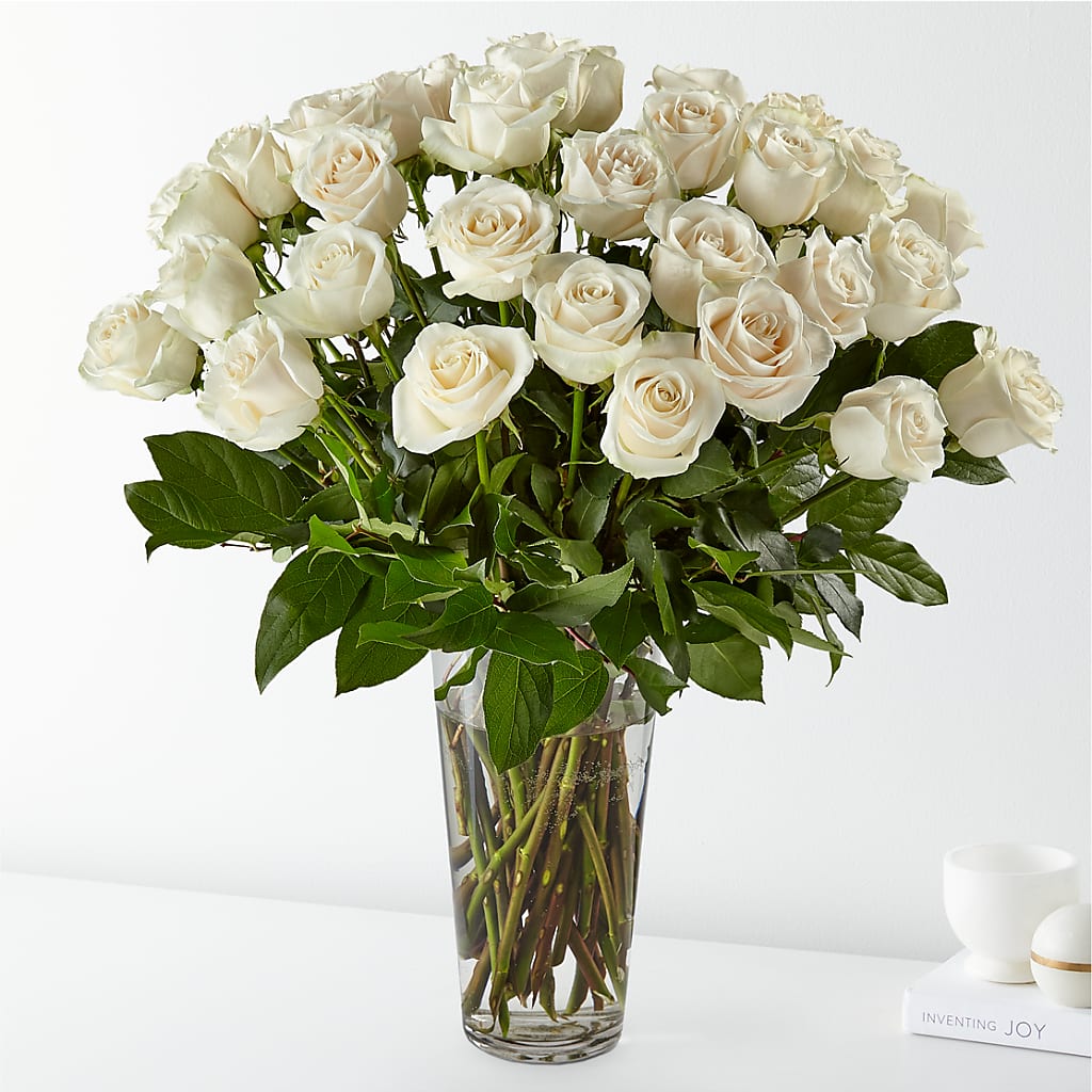 Long Stem White Rose Bouquet – Morgan Hill Florist, San Jose CA