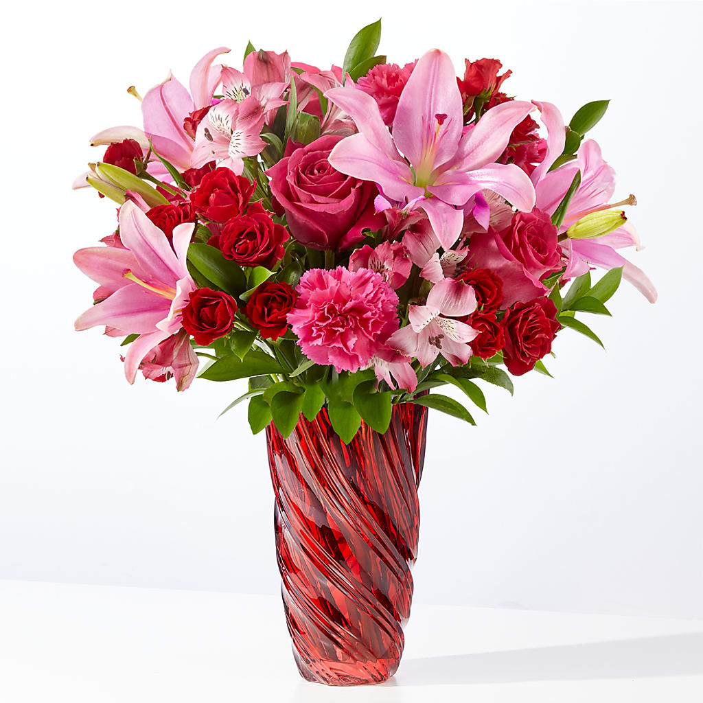 In Love Bouquet with Luxe Swirl Vase – Morgan Hill Florist, San Jose CA