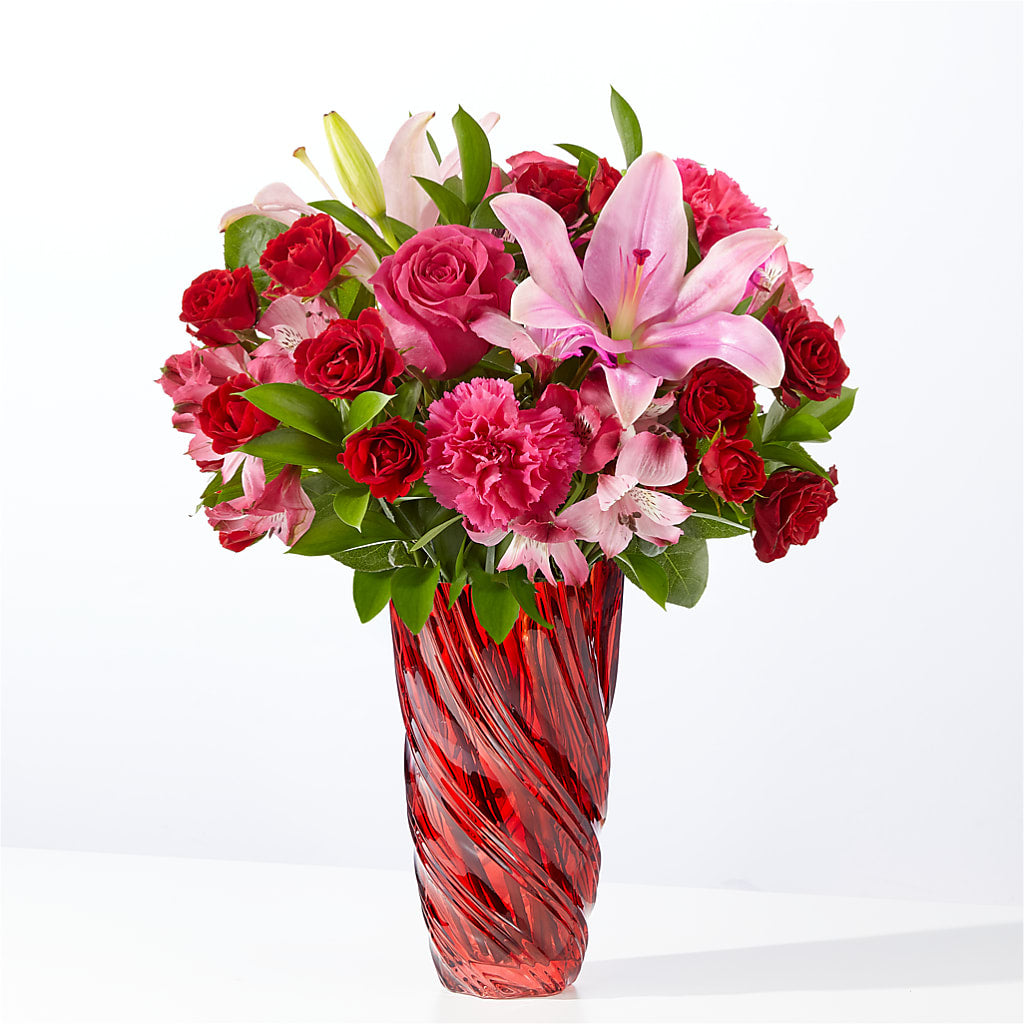 In Love Bouquet with Luxe Swirl Vase – Morgan Hill Florist, San Jose CA