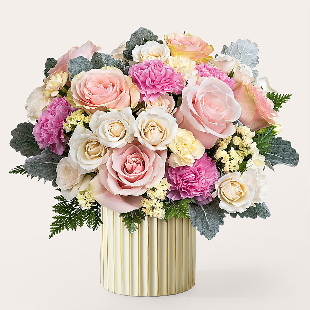 Blissful Moments Bouquet with Ivory Vase – Morgan Hill Florist, San Jose CA