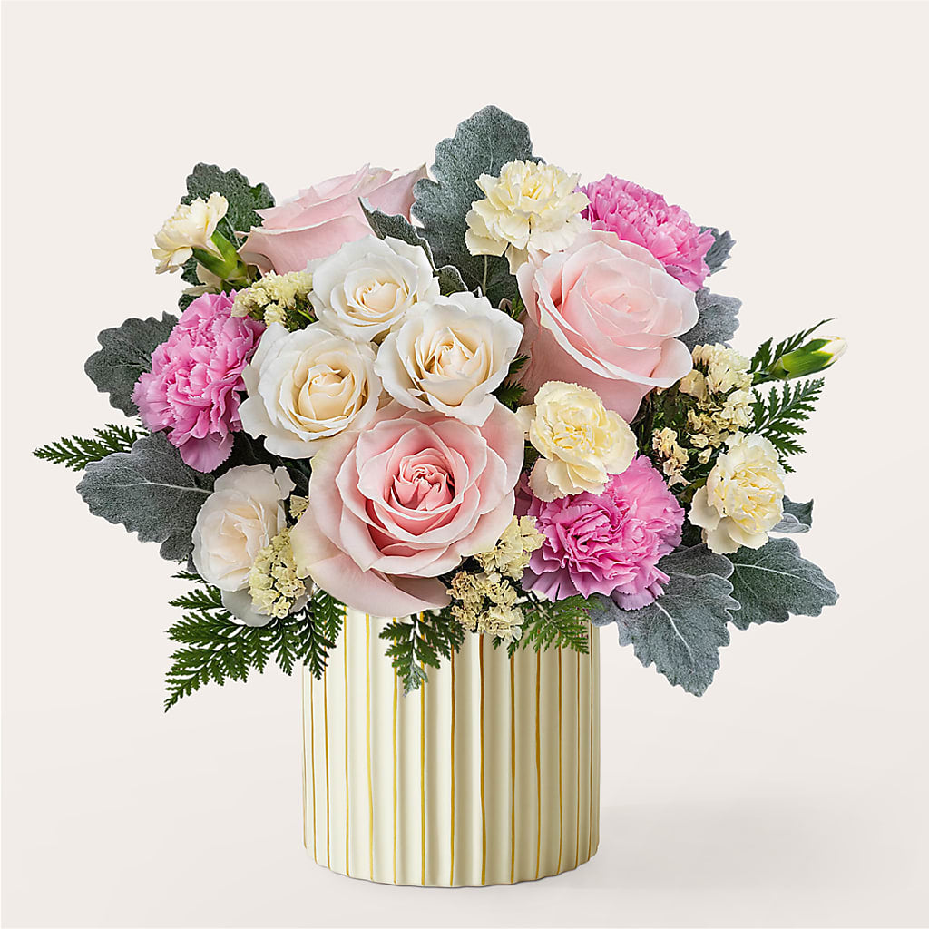 Blissful Moments Bouquet with Ivory Vase – Morgan Hill Florist, San Jose CA