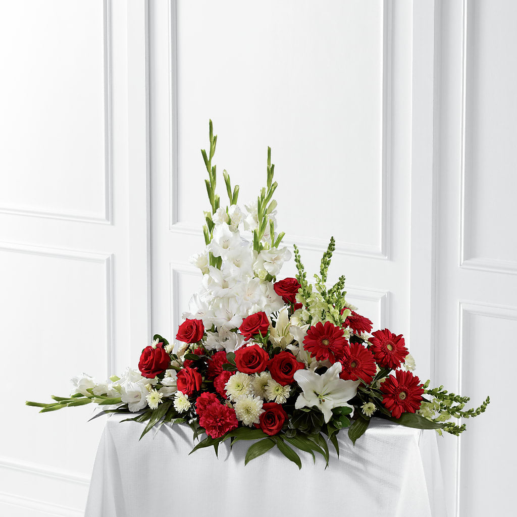 Crimson & White Arrangement – Morgan Hill Florist, San Jose CA
