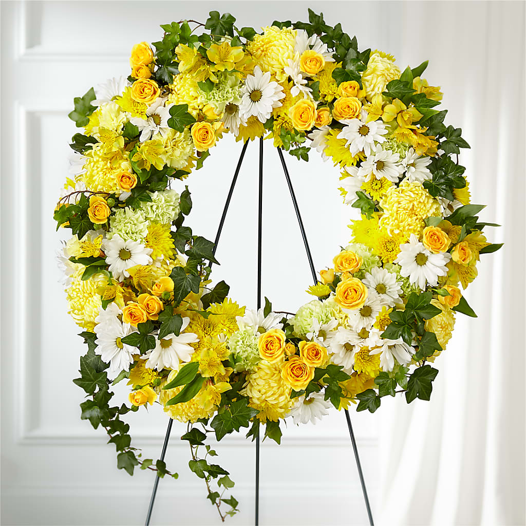 Golden Remembrance Wreath – Morgan Hill Florist, San Jose CA