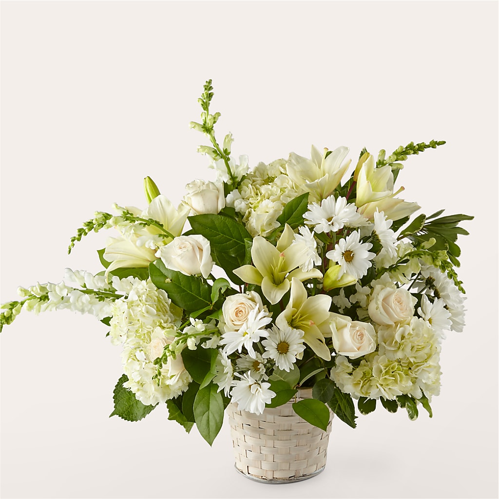 Ivory Elegance Floral Basket – Morgan Hill Florist, San Jose CA