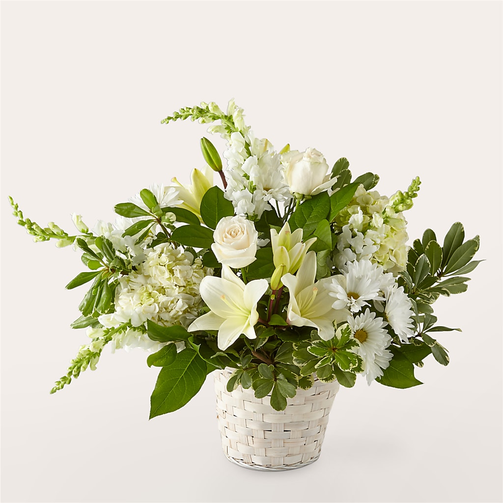 Ivory Elegance Floral Basket – Morgan Hill Florist, San Jose CA