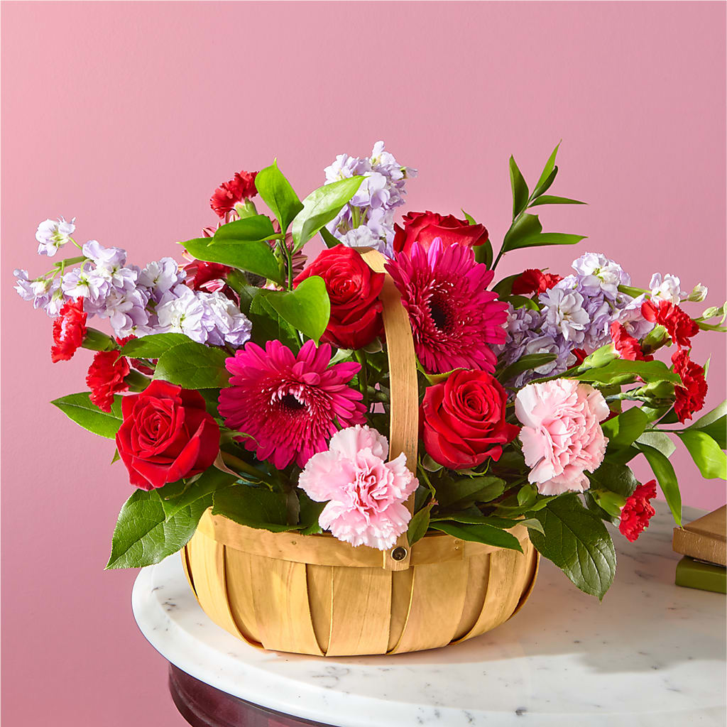Pink Picnic Basket – Morgan Hill Florist, San Jose CA