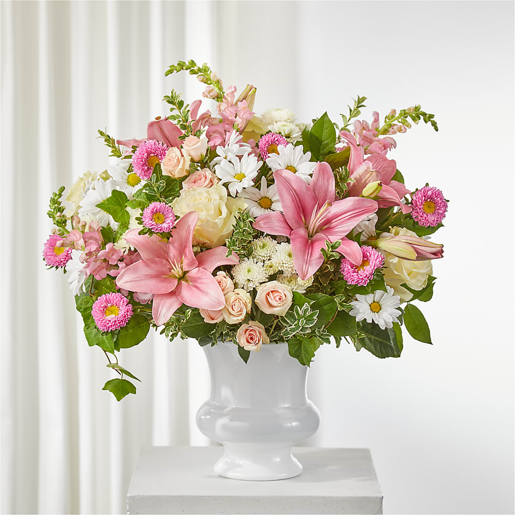 Empathetic Blooms Urn Arrangement – Morgan Hill Florist, San Jose CA