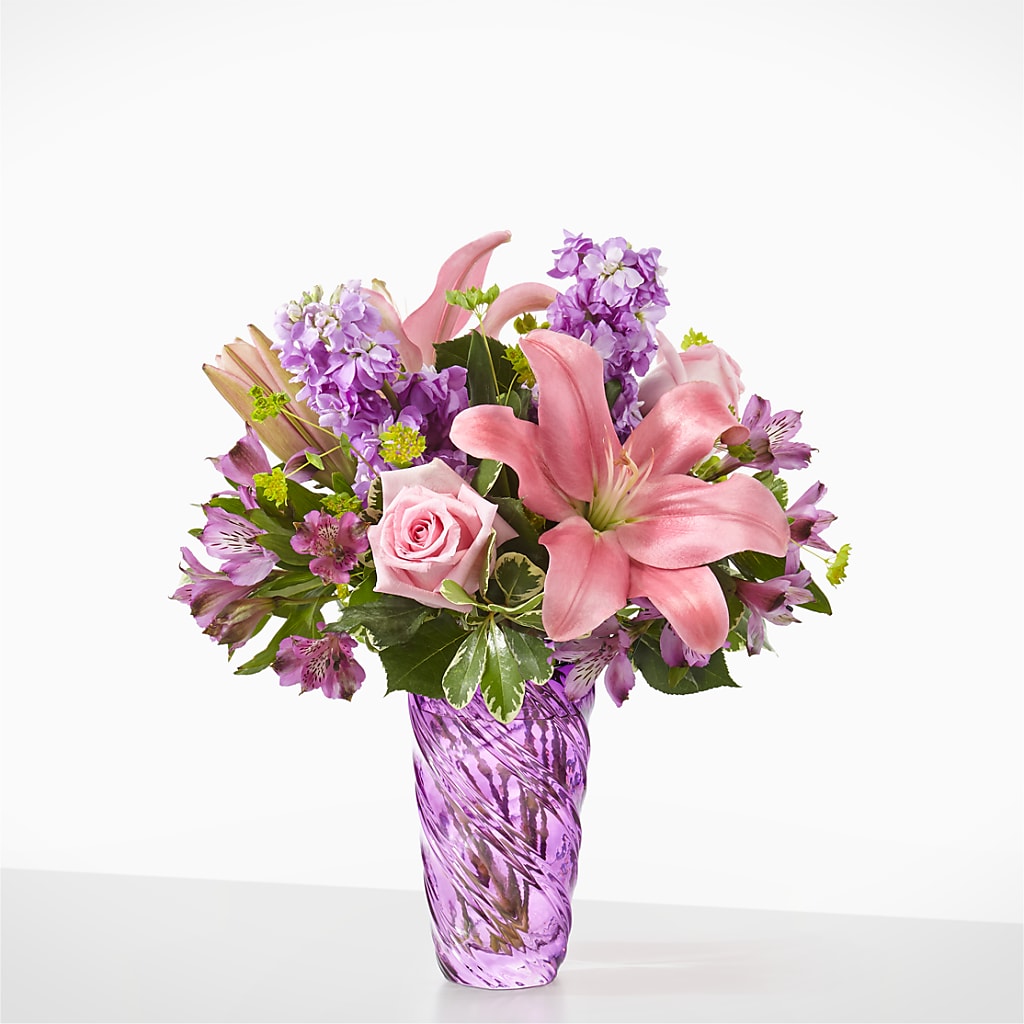 Precious Petals Bouquet with Luxe Swirl Vase – Morgan Hill Florist, San Jose CA