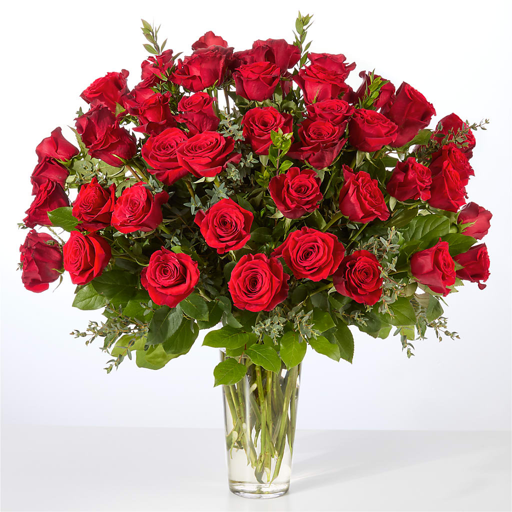 Forever Yours Fifty Stem Red Rose Bouquet – Morgan Hill Florist, San Jose CA