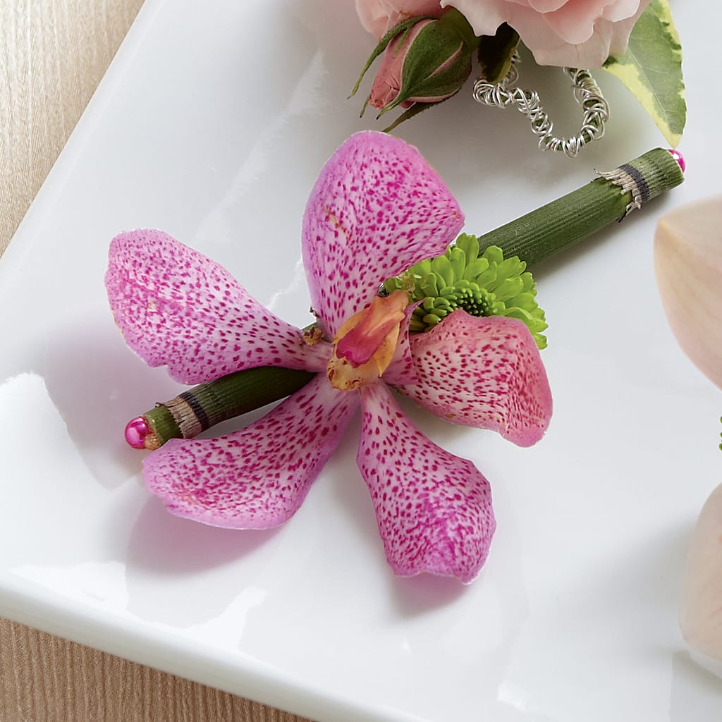 Pink Mokara Boutonniere – Morgan Hill Florist, San Jose CA