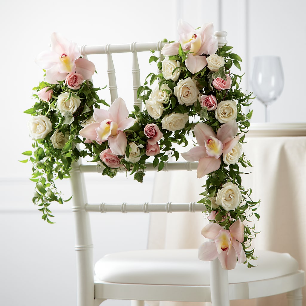 Orchid Rose Chair Décor – Morgan Hill Florist, San Jose CA