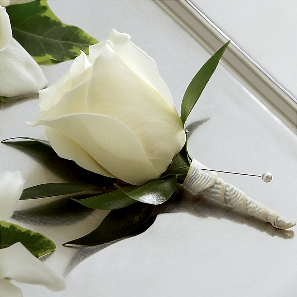 White Rose Boutonniere – Morgan Hill Florist, San Jose CA