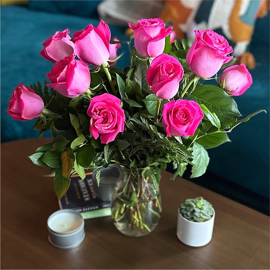 Long Stem Pink Rose Bouquet –  Morgan Hill Florist, San Jose CA