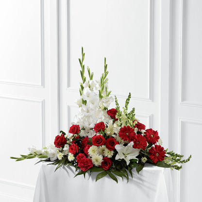 Crimson & White Arrangement –  Morgan Hill Florist, San Jose CA
