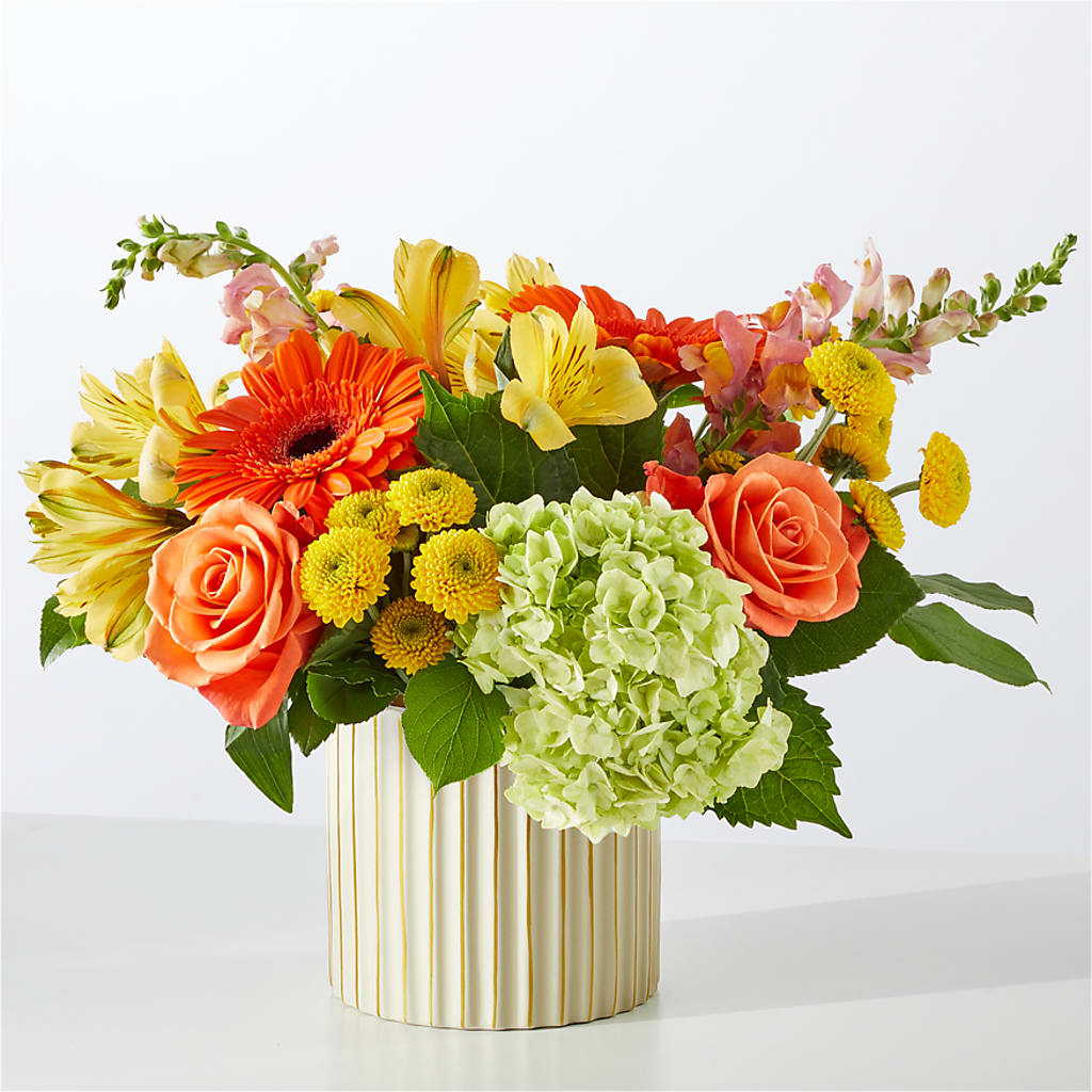 Autumn Sunshine Bouquet with Ivory Vase –  Morgan Hill Florist, San Jose CA