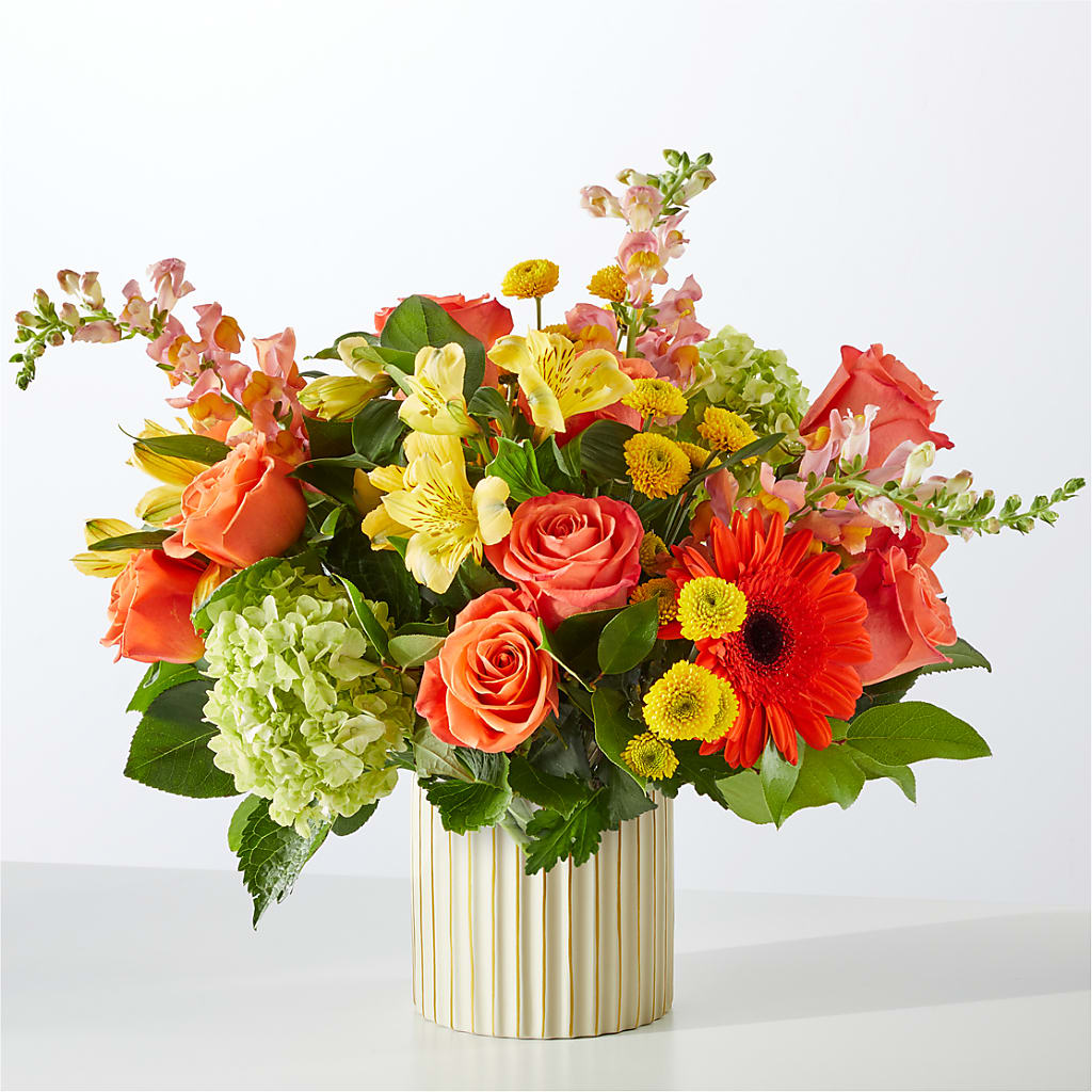 Autumn Sunshine Bouquet with Ivory Vase –  Morgan Hill Florist, San Jose CA