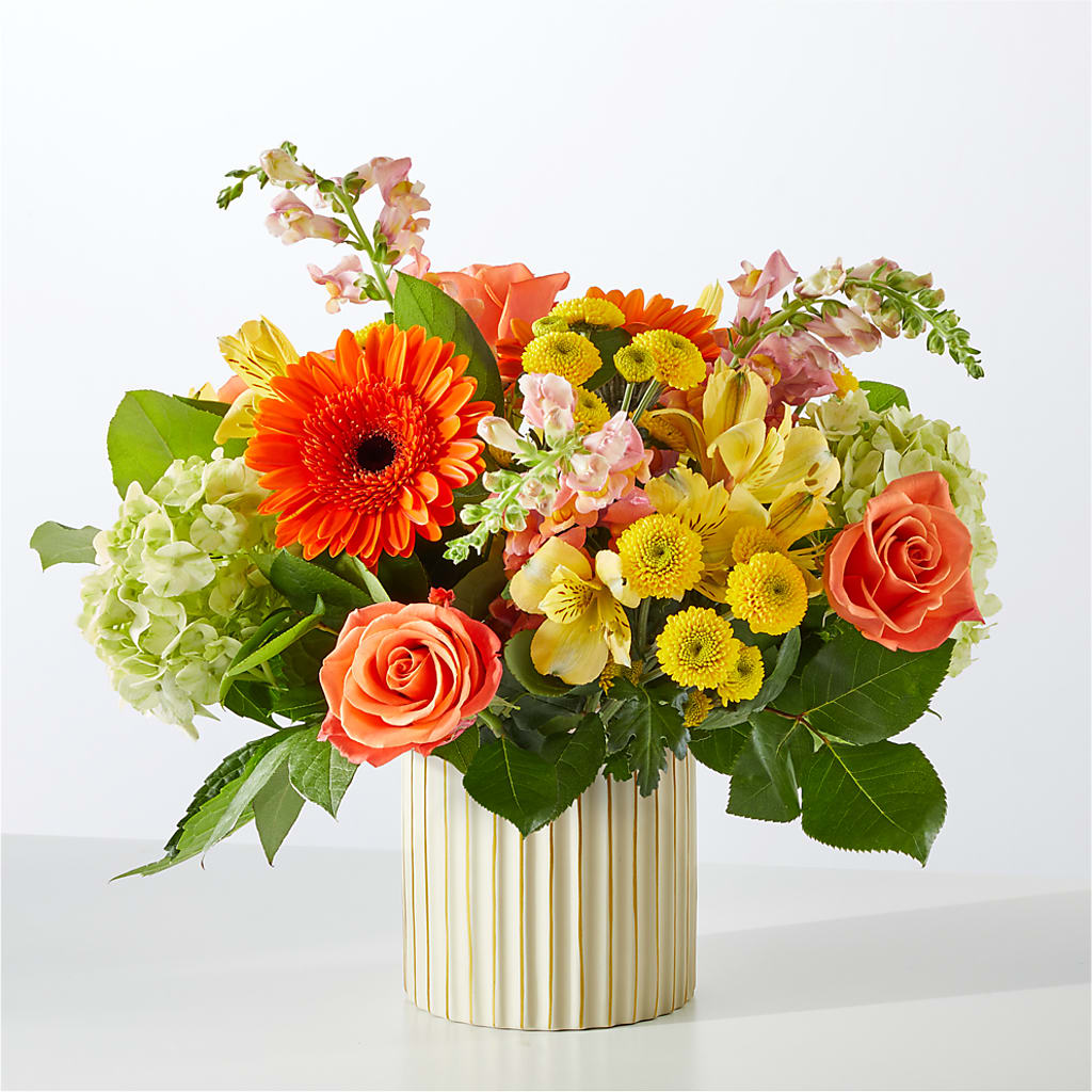 Autumn Sunshine Bouquet with Ivory Vase –  Morgan Hill Florist, San Jose CA