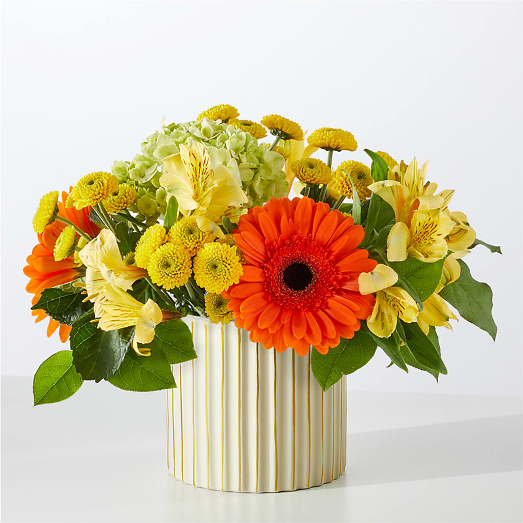 Autumn Sunshine Bouquet with Ivory Vase –  Morgan Hill Florist, San Jose CA