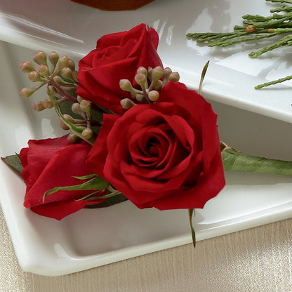 Red Spray Rose Boutonniere –  Morgan Hill Florist, San Jose CA